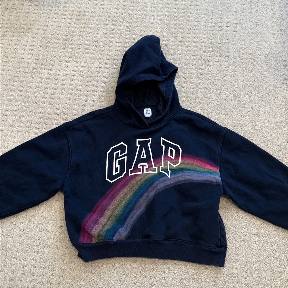 GAP Girls Navy Hoodie with Rainbow Buy 2 get 2 free on all kids sweatshirts